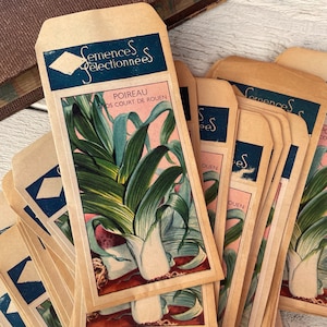 Confezioni di semi francesi d'epoca, NOS inutilizzati, effimeri per scrapbooking, tasca per diario spazzatura, diario da giardino
