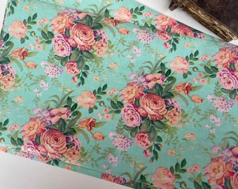 Vintage Wrapping paper with flowers, Roses, Turquoise Gift wrap, Vintage wallpaper design, Junk journal ephemera