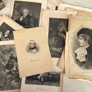 Antique Engravings For crafts, Lithograph, Portraits and Landscapes, For junk journal, Scrapbooking ephemera, 5 or 10 sheets