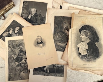 Antique Engravings For crafts, Lithograph, Portraits and Landscapes, For junk journal, Scrapbooking ephemera, 5 or 10 sheets