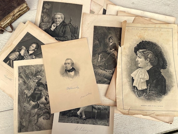 Antique Engravings For crafts, Lithograph, Portraits and Landscapes, For junk journal, Scrapbooking ephemera, 5 or 10 sheets