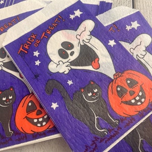 Vintage Halloween torba na smakołyki, Teksturowane cienkie papierowe torby, Straszne, Cukierek albo psikus, Ephemera do scrapbookingu, do dziennika śmieci