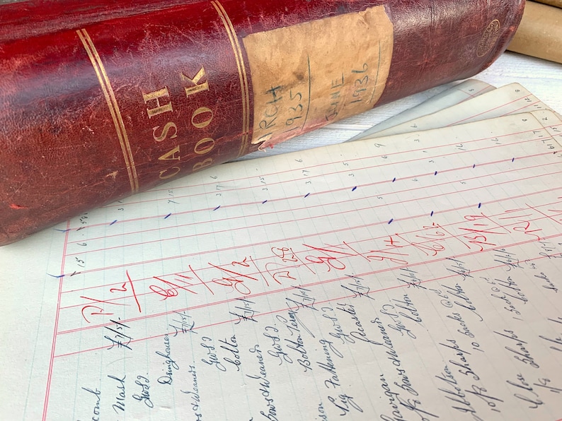 Vintage Ledger Pages Antique Handwritten Accounting Sheets Etsy