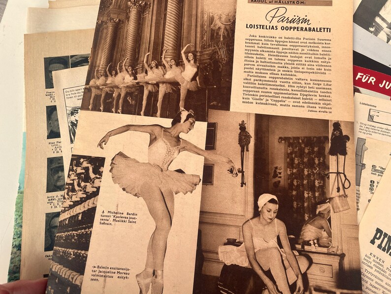 Sortiment med vintageblad för tidskrifter - 20 ark - Från olika tidskrifter, 1900- till 1990-tal, För skräpjournal, Ephemera för scrapbooking bild 5