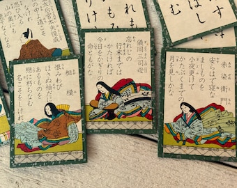 Vintage Japanese game cards for junk journals, Foreign Asian ephemera, Scrapbooking, 6 cards