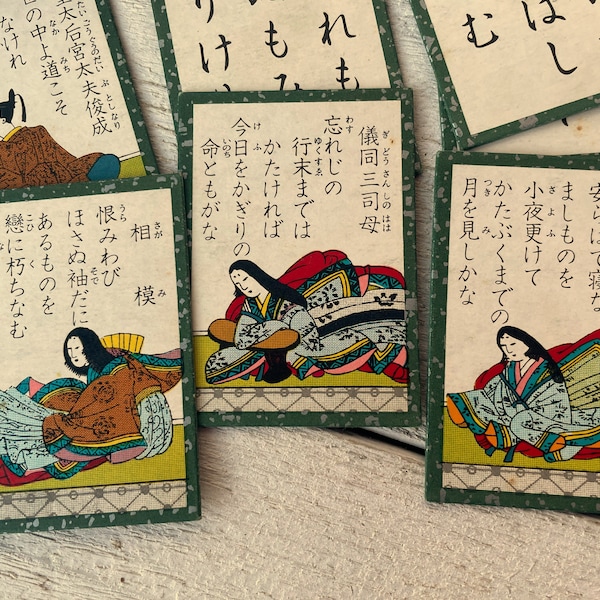 Vintage Japanese game cards for junk journals, Foreign Asian ephemera, Scrapbooking, 6 cards