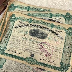 Certificato azionario antico del 1800, materiale effimero d'epoca, diario di viaggio, materiale effimero ferroviario