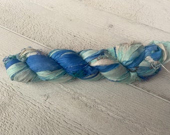 Sari silk ribbon, «Surf» 6 or 10yards, Recycled Indian saree, ribbons for crafts or jewelry, junk journal