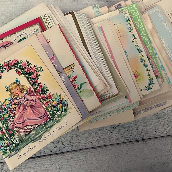 cartes de voeux vintage RANDOM, cartes de félicitations inutilisées, toutes les occasions, choix mystère, éphémères pour journal indésirable et scrapbooking