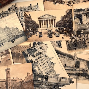 Antyczne sepia / czarno-białe pocztówki, Pamiątkowa sceneria Postal City, Zabytkowe efemerydy do dzienników śmieciowych, 10 arkuszy