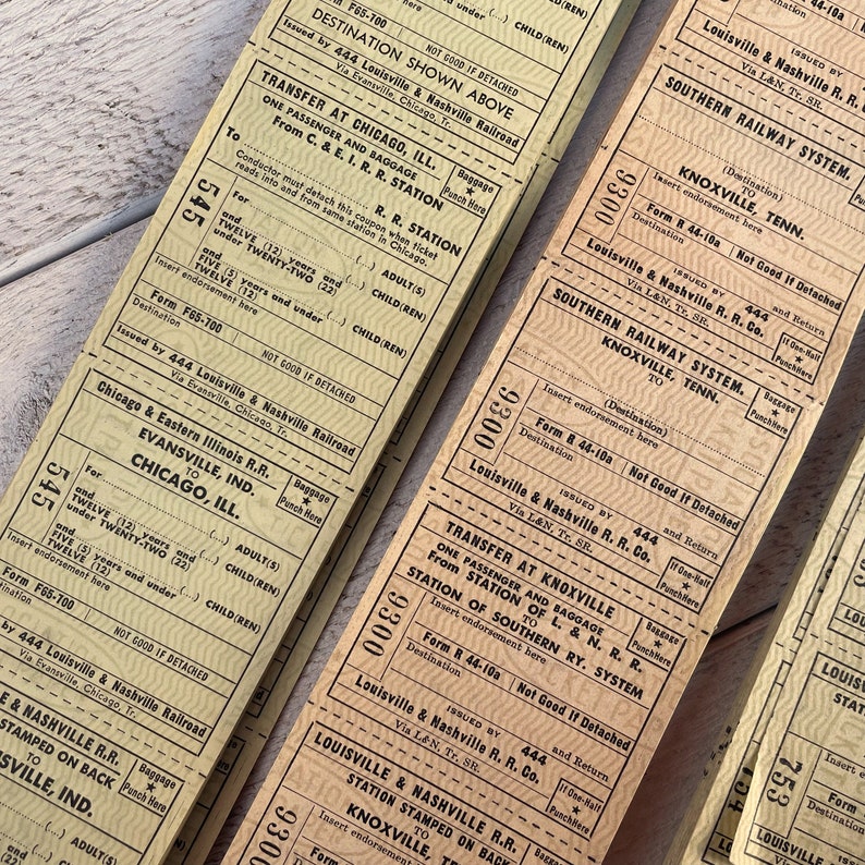Vintage Train Tickets, Large Paper Ticket, Antique Railroads Ephemera ...