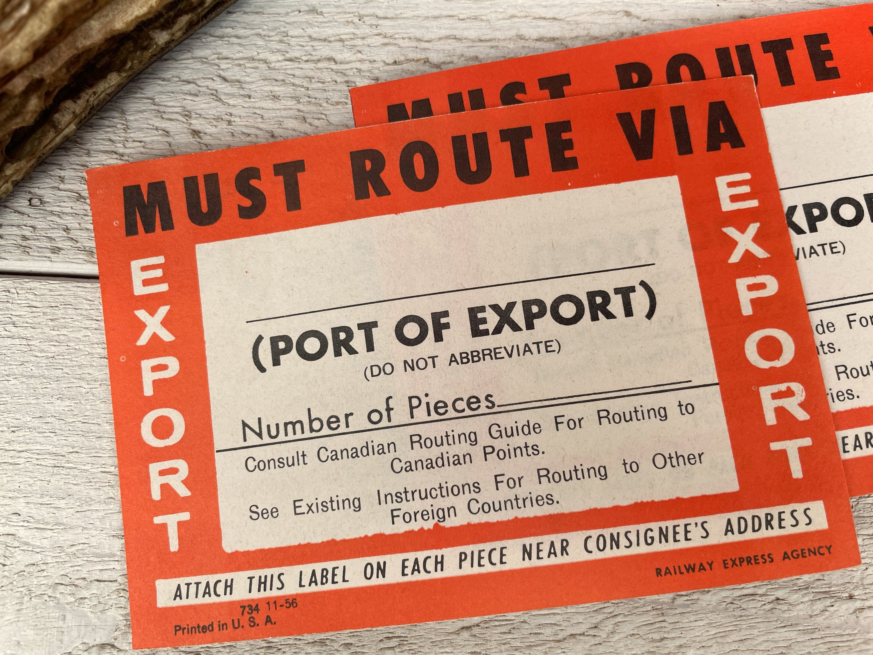 Railroad Shipping Tags, Large Cargo Freight Tag, Vintage Ephemera