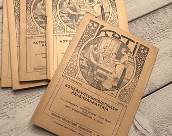 Antike finnische 1910er Jahre Zeitschrift, Zuhause und Elternschaft, Ephemera Für junk journaling - one RANDOM MAGAZIN