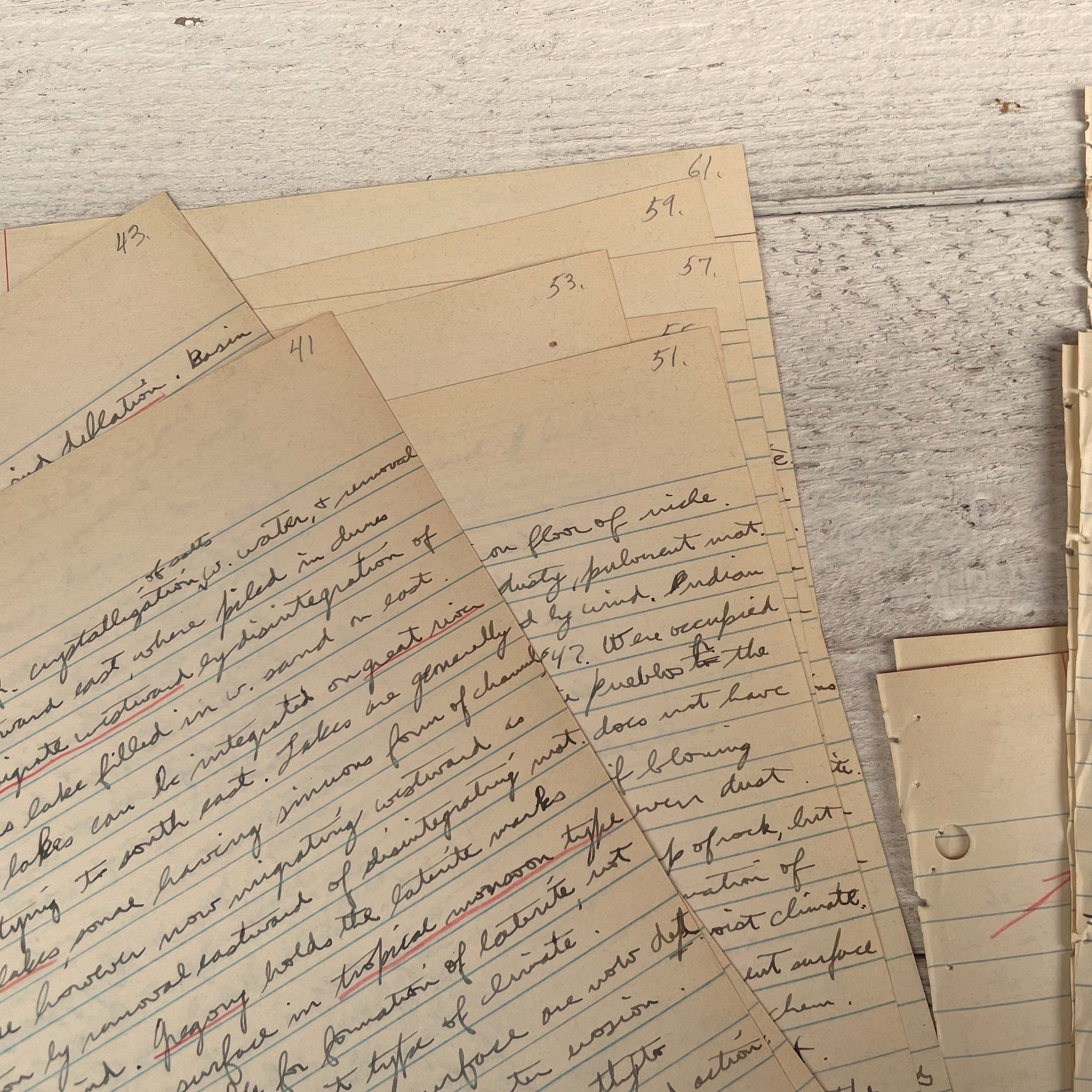 Notes 1900s Vintage Handwritten Study Notes, 1930s School Papers, Handwritten Memo ...