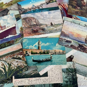 Antike Wasserwege Postkarten - 10 Blatt - Schiffe Boot See Landschaft Leuchtturm, Vintage Ephemera für Junk Journaling