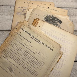 Juego de hojas de documentos antiguos (10 hojas al azar) - Efímeras para diario basura, papel mecanografiado, principios del siglo XX
