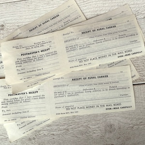 Vintage postal receipts, Postman, Money orders, Post carrier postmaster’s receipt, For junk journal, 1960s