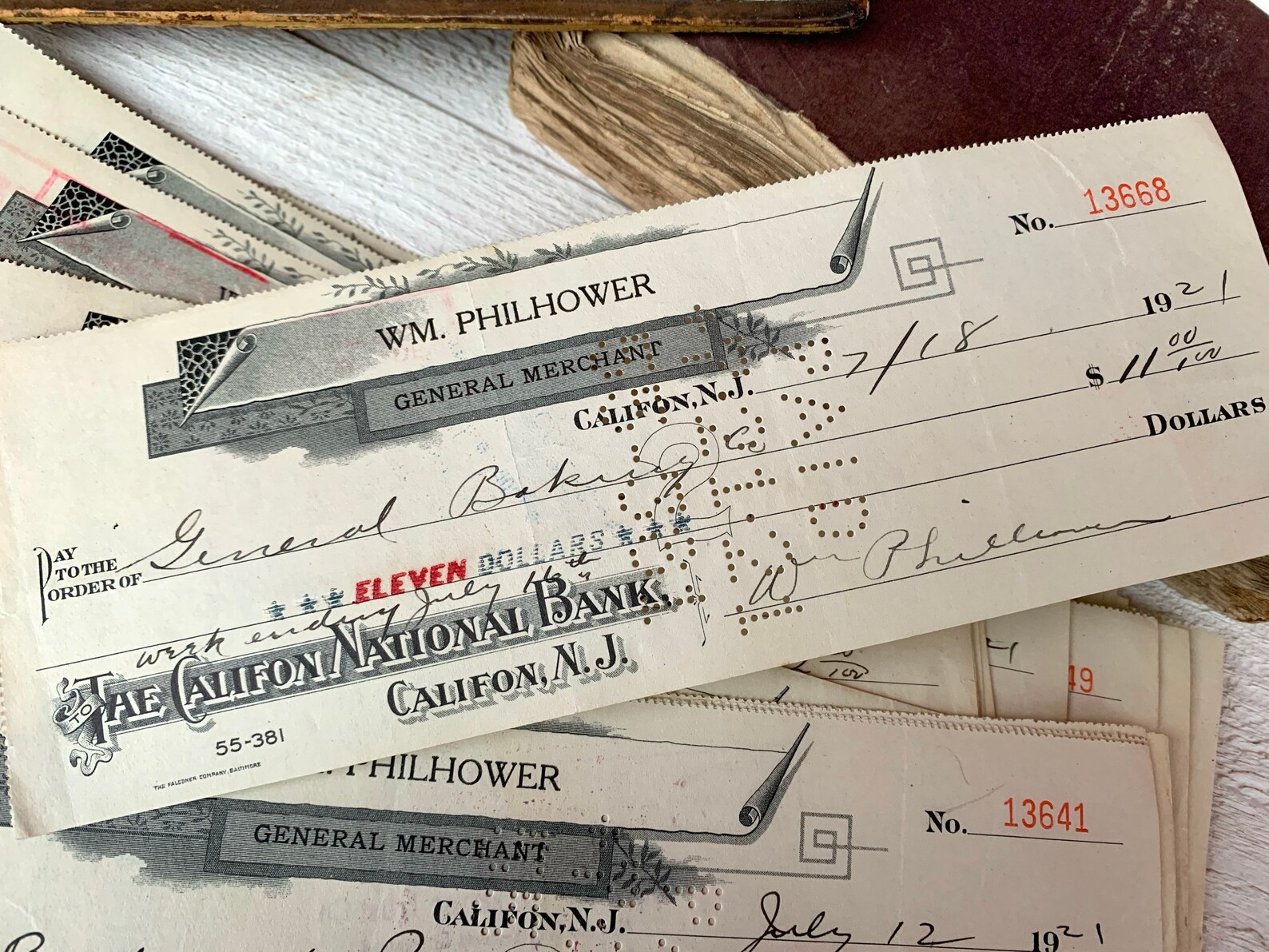 Antique bank checks Used bank notes Vintage ephemera Junk Etsy