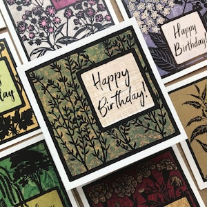 Joyeux anniversaire | Paquet assorti de 5 | | d’expression illuminée Cartes de vœux vierges Botanical Silhouette