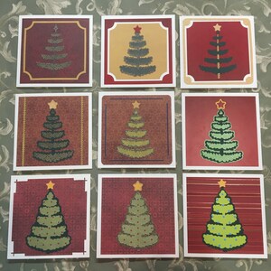 Arbres de Noël imprimés | Cartes de vœux carrées vierges