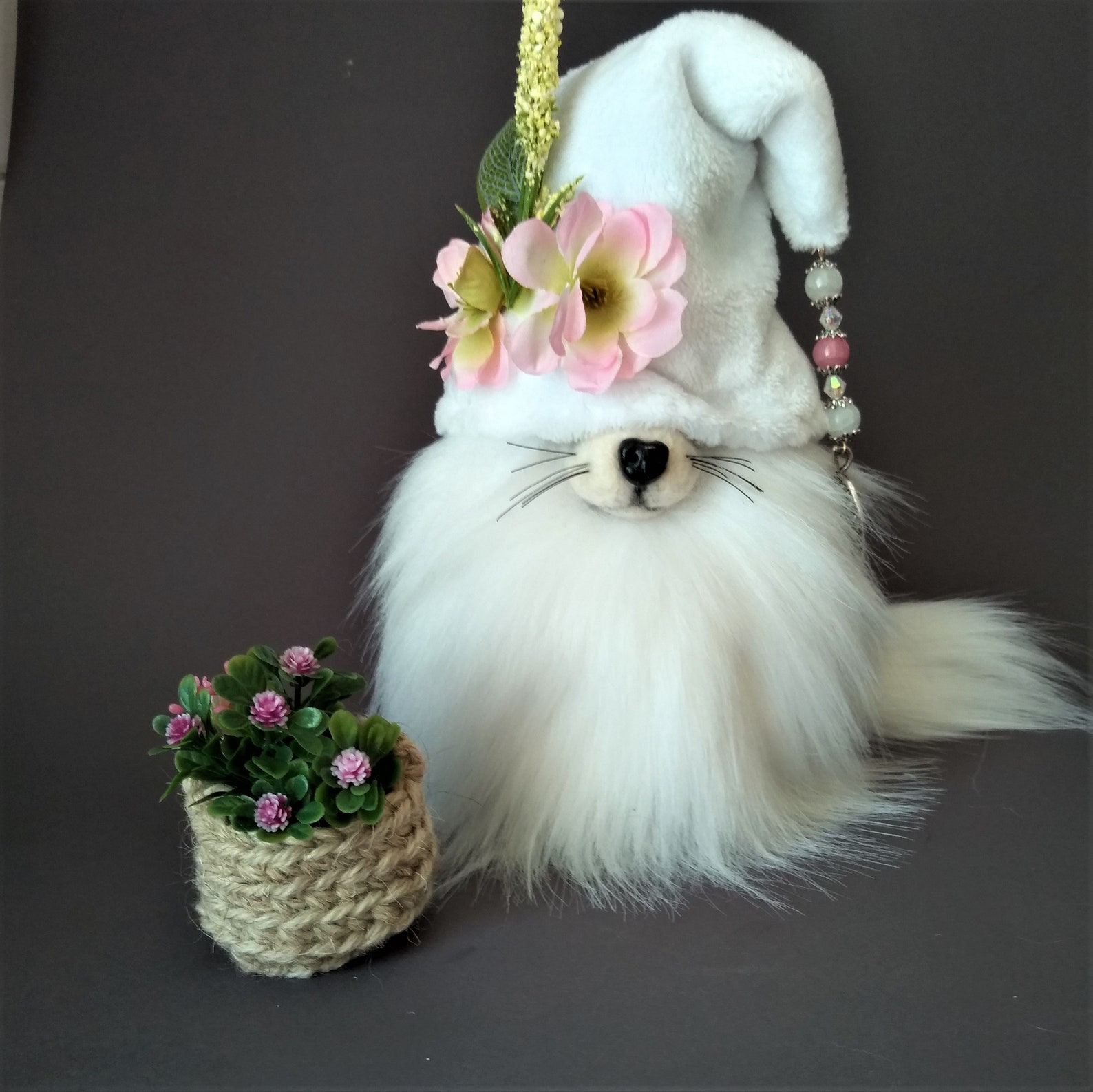 Gnomes gnome white dog pomeranian gnomes animals gift dog Etsy