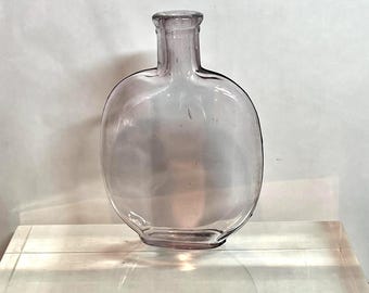 Antique Whiskey Flask | 1880s | Glass | Amethyst Toned | Pumpkin Seed Shape