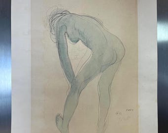 August Rodin Heliogravure and Stencil Print | 1949 | 'Jeure modèl s'tirant Young Model Stretching'