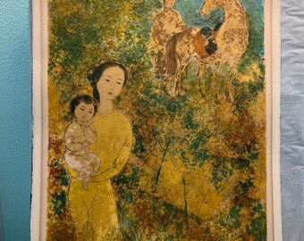 Vũ Cao Dam "Le départ" Color Lithograph, 26/150 from 1971