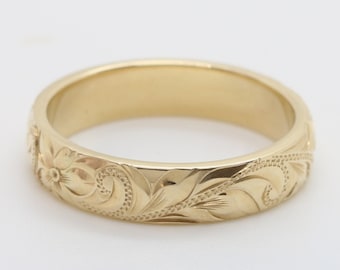 Hawaii Wedding Ring- Floral Gold Ring- Women Hawaii Ring-Gold Flower Ring- Hawaiian jewelry