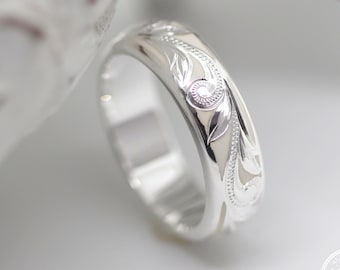 Hawaii Jewelry, Hawaiian Rings, Flower Wedding Ring, Hawaii Wedding rings, Hawaii Wedding Bands, Wedding Ring Sets, 4MM or 6MM