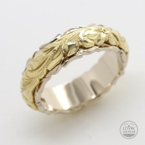 Hawaiian Ring, Hawaiian Jewelry, Hawaii Wedding ring, Boho Engagement Ring, Valentines Day Gift, Hawaiian Gifts, 4MM+6MM