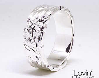 Hawaiian Ring, Hawaii wedding bands, Nature Ring Silver, Handmade Hawaii ring, Plumeria Flower Ring - 6mm