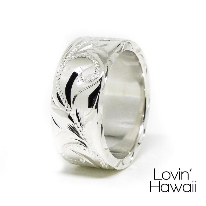 8mm Custom made Hawaiian Wedding Engagement Silver Ring