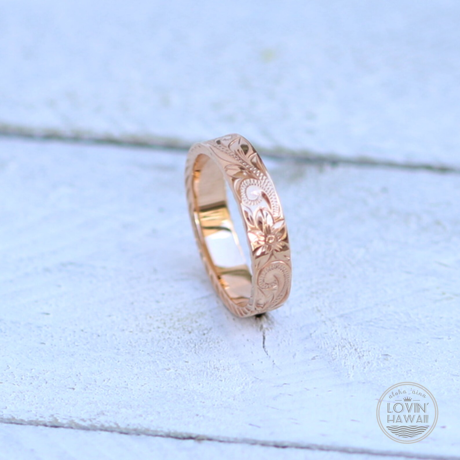 Solid Gold Engagement Ring, Hand Made Hawaii Wedding Ring, Hawaiian ...