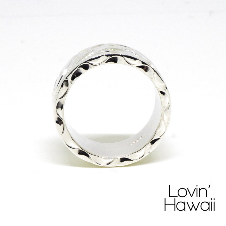 8mm Custom made Hawaiian Wedding Engagement Silver Ring