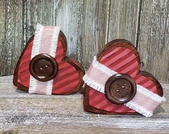 Love Hearts with Pink Ribbon and Button Valentine's decor