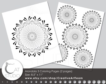 Mandala Coloring Pages 3 US Letter Size 85x11 Instant Download PDF And JPG Files Printable