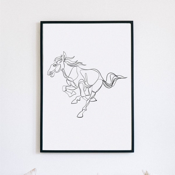 Horse mid gallop, printable art, Minimalist Line Art, Horse one line Print , Horse Wall Art, Abstract Line Art, Abstract Horse Print,
