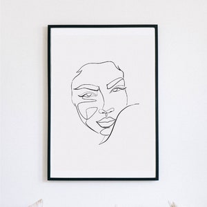 Shoulder, Female Faces Print, Printable One Line Drawing, Gemini, twins, twin art, Gemini wall art, minimalist, printable minimalism, woman