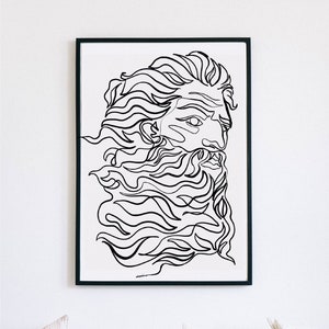 Zeus, God of thunder, sculpture, Printable One Line Drawing, masculine Greek, Minimalist Artwork, Greek god, Modern Wall Art, renaissance,