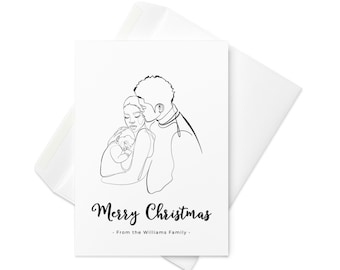 Printable Personalized Christmas Card Multi Pack, Custom Family Christmas Card, Family Christmas Cards, Custom Illustrated Holiday Card