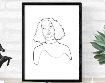 Abstract Female Face Print, Printable One Line Drawing, Feminine Continuous Lines, Minimalist Artwork, Face Line Art, Modern Wall Art, Decor