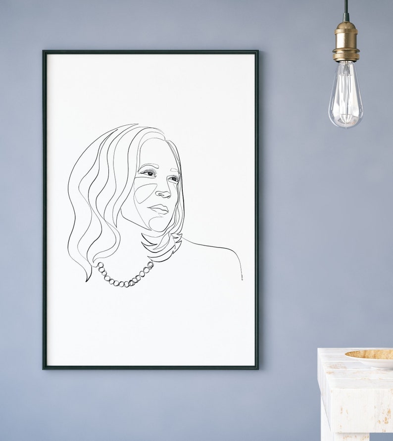 Kamala, Kamala Harris, Printable One Line Drawing, Feminine, Minimalist Artwork, Face Line Art, Feminist Wall Art, Decor, Democratic women image 3