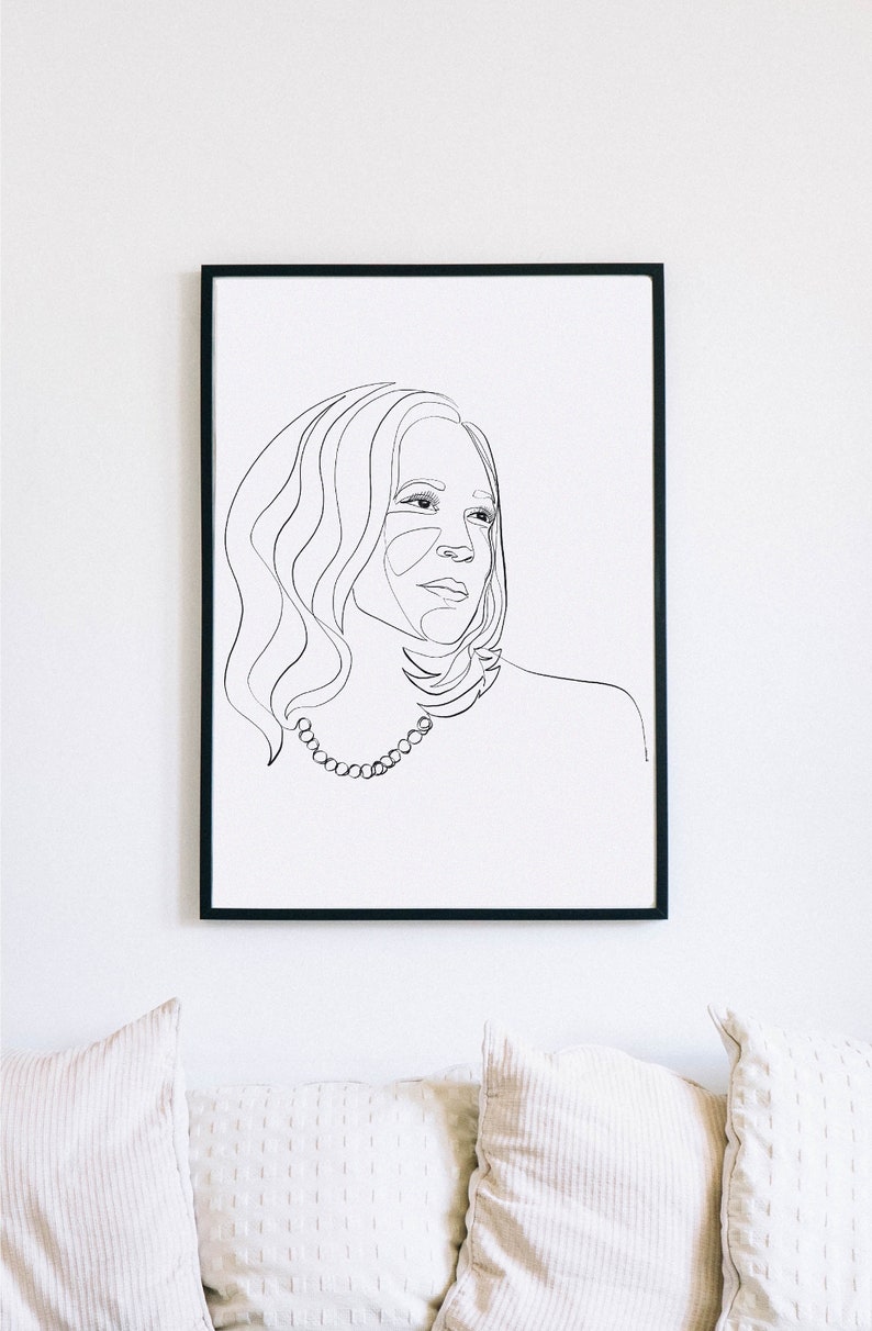 Kamala, Kamala Harris, Printable One Line Drawing, Feminine, Minimalist Artwork, Face Line Art, Feminist Wall Art, Decor, Democratic women image 1