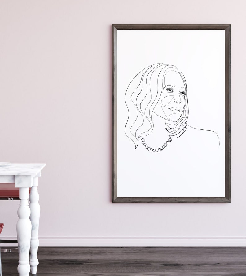 Kamala, Kamala Harris, Printable One Line Drawing, Feminine, Minimalist Artwork, Face Line Art, Feminist Wall Art, Decor, Democratic women image 9