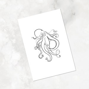 Abstract Octopus Print,Printable One Line Drawing, Sea Creature, wall art, Wall décor, printable minimalism, minimalist