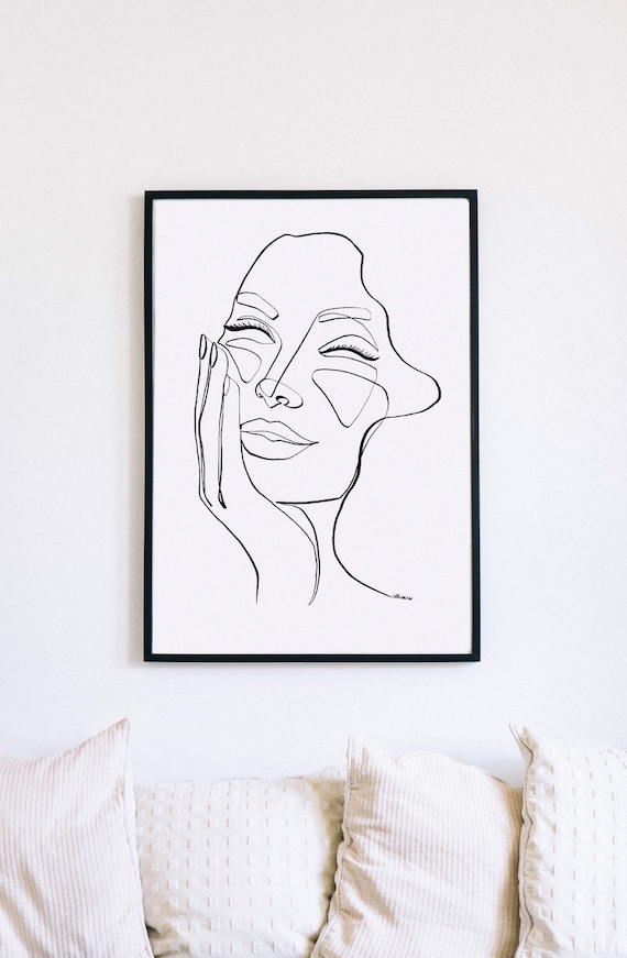 Abstract Female Face Print, Printable One Line Drawing, Feminine Continuous Lines, Minimalist Artwork, Face Line Art, Modern Wall Art, Decor