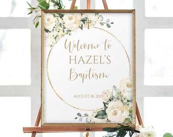 Baptism Welcome Girl, Christening Decorations, Custom Baptism Sign, Girl Baptism Decor, Christening Party Decor, Baby Baptism Sign, 8069
