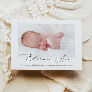 Printable Birth Announcement Card, Birth Announcement Template, Newborn Announcement Card, Baby Birth Announcement, New Baby Card  8109