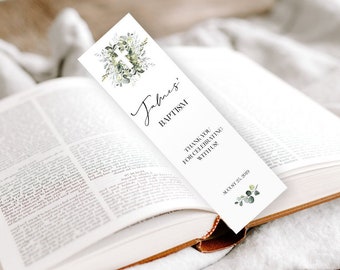 Baptism Bookmark Template, Baptism Favor, First Communion Favor, Personalized Baptism Favors, Christening Favors, Prayer Cards, Bible, 8025